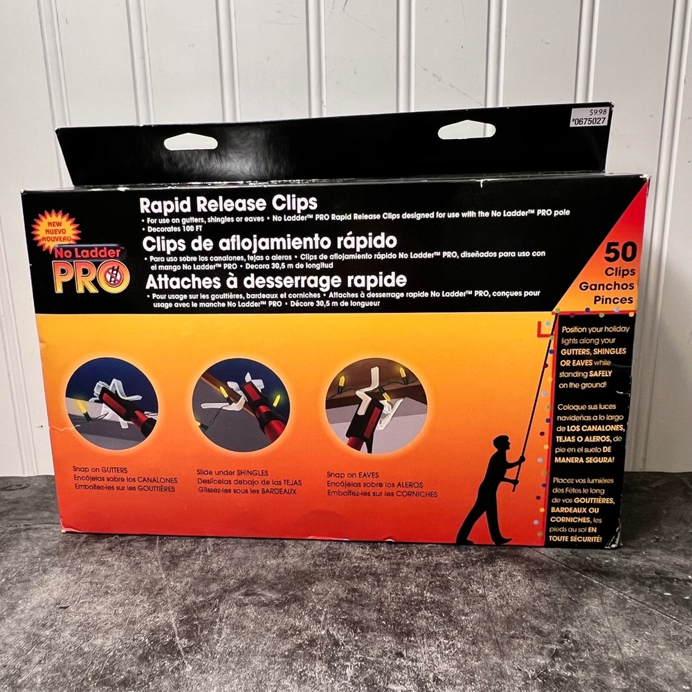 Rapid Release No Ladder Gutter Clips | Set of 50 | Christmas Holiday